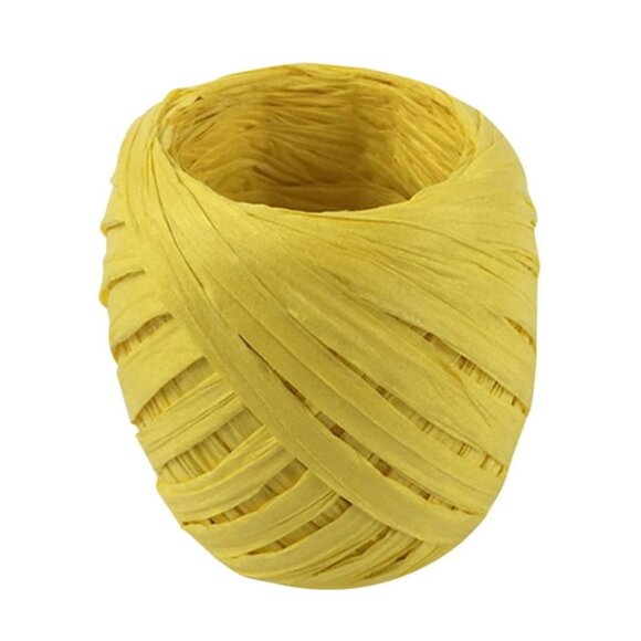 12 Rolls Rafia Ribbon Yellow - Picture 2 of 2